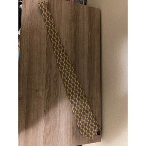 Boca Classics Men's Silk Necktie Gold and Blue Geometric Pattern